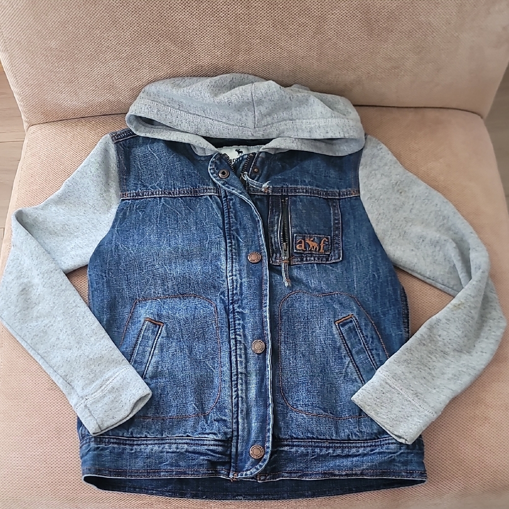 Abercrombie Kids Blue Denim Jacket with Gray Sleeves